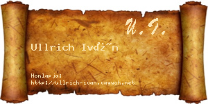 Ullrich Iván névjegykártya